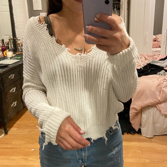 Forever 21 Sweaters - Distressed VNeck Sweater